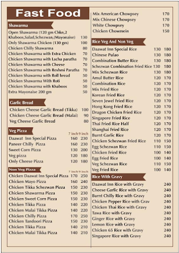 Daawat Inn menu 