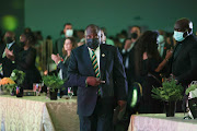 President Cyril Ramaphosa takes to the stage to deliver the keynote address at the Ranch Resort, near Polokwane, Limpopo, during the ANC gala dinner fundraiser on January 7 2022. 