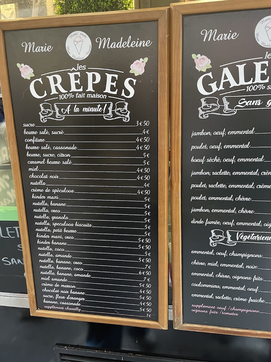 Crêperie Marie Madeleine gluten-free menu