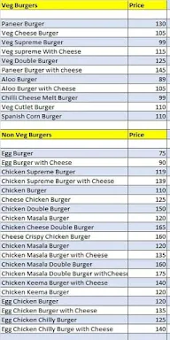 Burger Town menu 2
