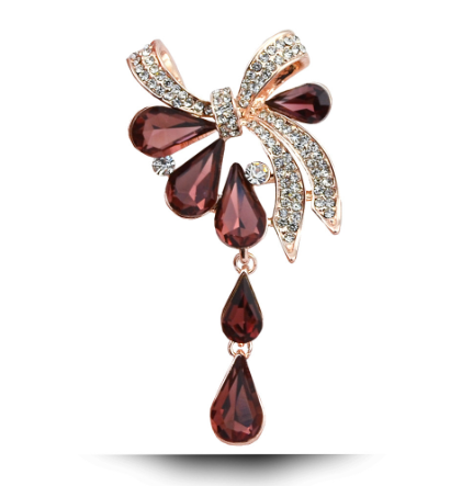 Title 6, Broche goutte deau nœud, fleur cristal diamant...