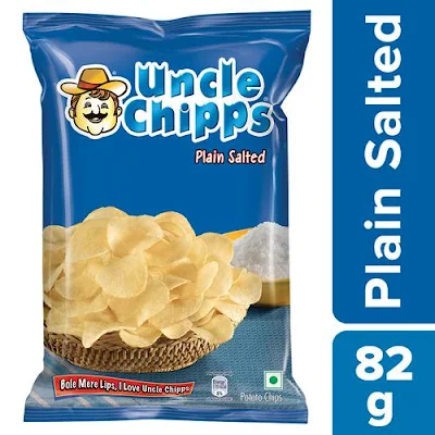 Uncle Chipps Potato Chips - Plain Salted - 80 gm