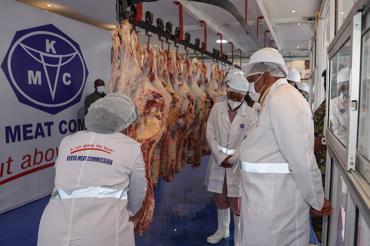 The President when he toured the depot before proceeding to Kenya Meat Commission Factory in Athi River./PSCU