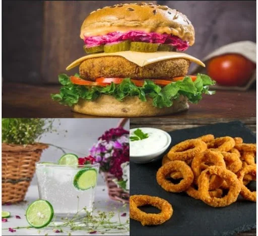 Unbeatable Burger + 6 Pc Onion Rings + Lemonade [330 Ml]