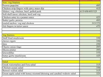 Quench Bar & Eatery menu 