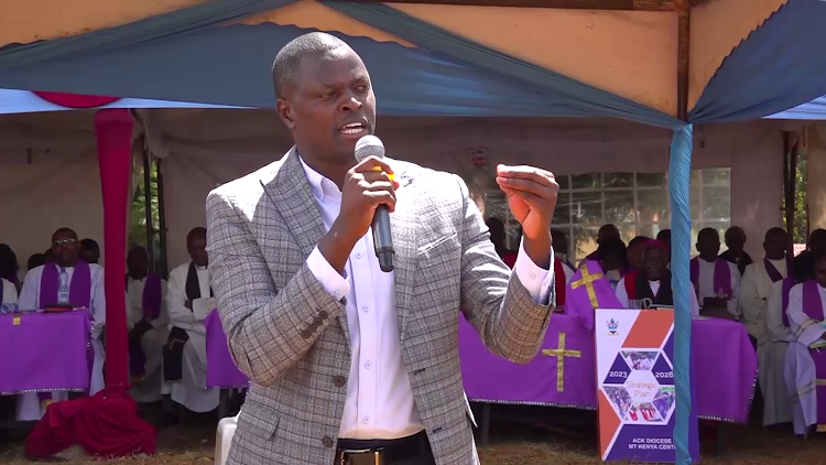 Kiharu MP Ndindi Nyoro at Weithaga ACK church in his constituency on March 19, 2023.