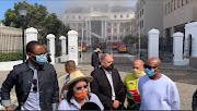 Public works minister Patricia de Lille gives an update on the fire at parliament in Cape Town on Sunday