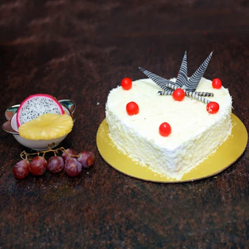 Heart Shape White Forest Cake Eggless