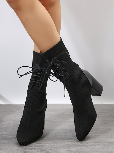 Title 15, New Flying Woven Surface Pointed-toe Lace High ...