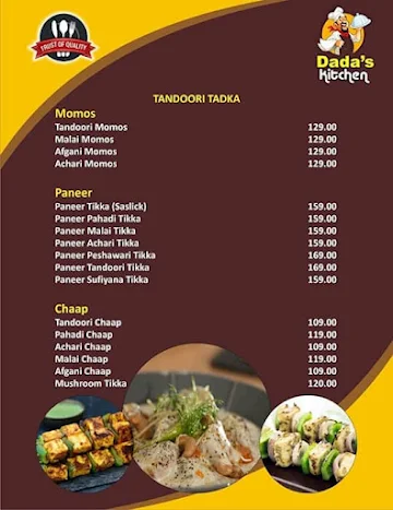 Dada's Kitchen menu 