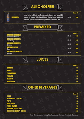 The Beer Cafe menu 