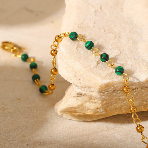 Title 7, Womens Fashion Geometric Malachite Ball Bracel...