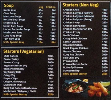 Shifu Express menu 