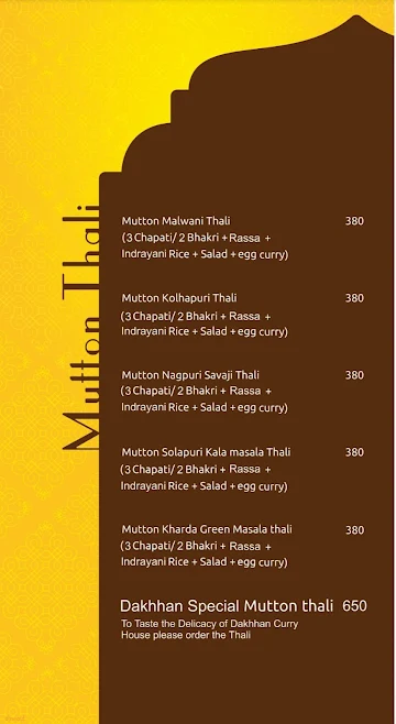 Dakhhan Curry House menu 