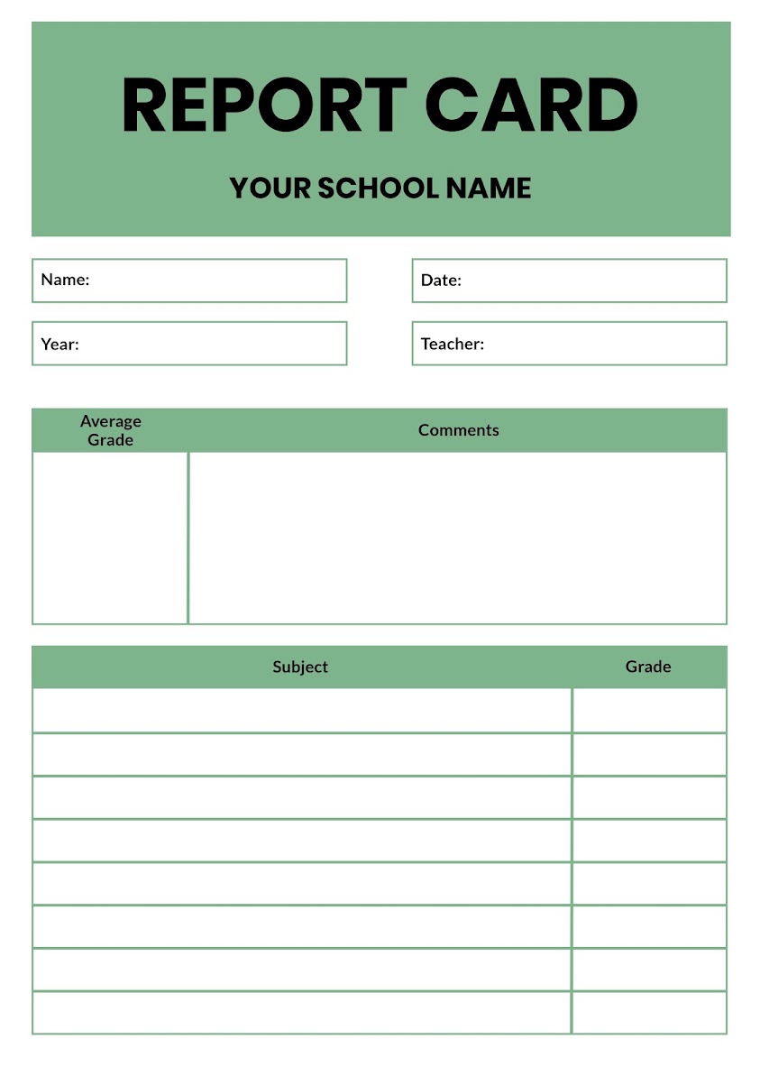 Report Card Template  Customizable Report Cards Throughout Result Card Template