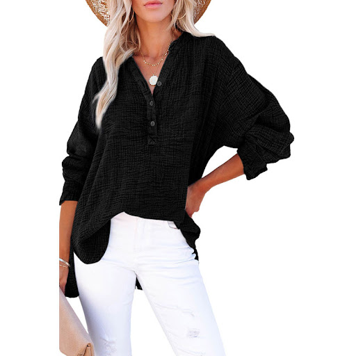 Title 11, Womens Fashion Loose Casual Solid Color Pleate...