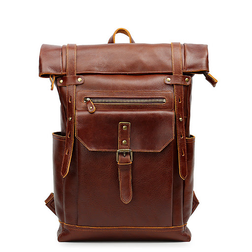 Title 8, Retro Crazy Horse Leather Mens Large Capacity ...