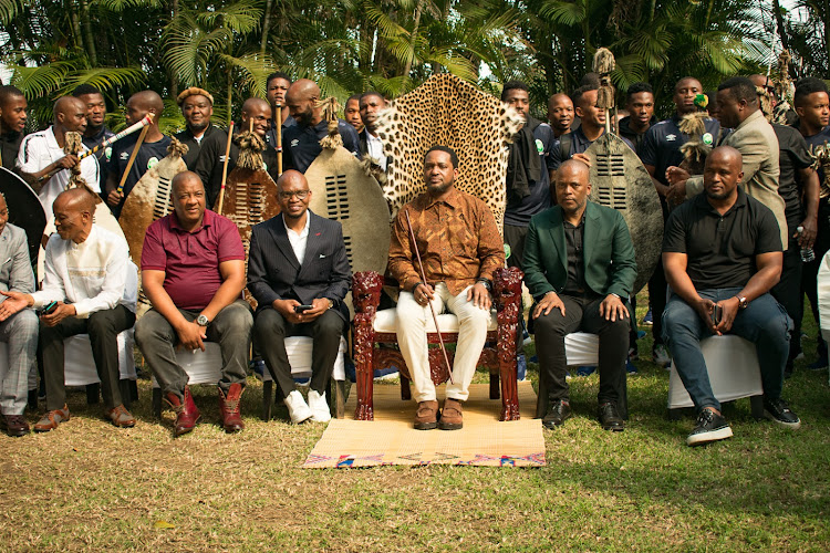 AmaZulu FC officials and players with new Zulu King Misuzulu at his palace in Phongolo.