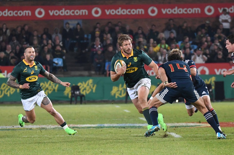 Frans Steyn, Francois Hougaard of the Springboks during the Castle Lager Incoming Series 1st Test between South Africa and France at Loftus Versfeld on June 10, 2017 in Pretoria, South Africa.