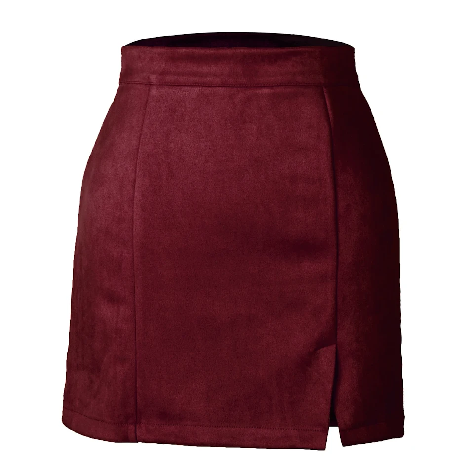 Falda sexy de moda coreana, estilo A-line, alta cintura, ante para otoño e invierno. Elegancia y comodidad para lucir perfecta.