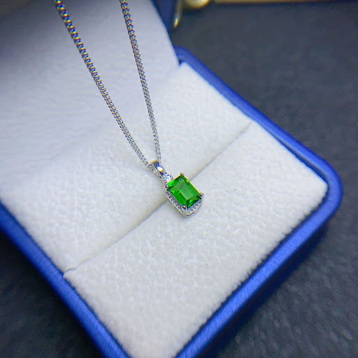 Title 4, 925 Silver Plated 18K Inlaid Natural Diopside S...