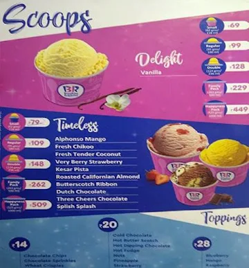 Baskin Robbins menu 