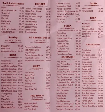 Smile Veg Restaurant menu 