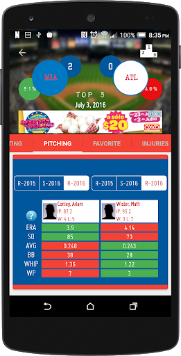 Screenshot ScoreBox - MLB Baseball Stats