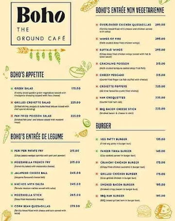 Boho - The Ground Cafe menu 