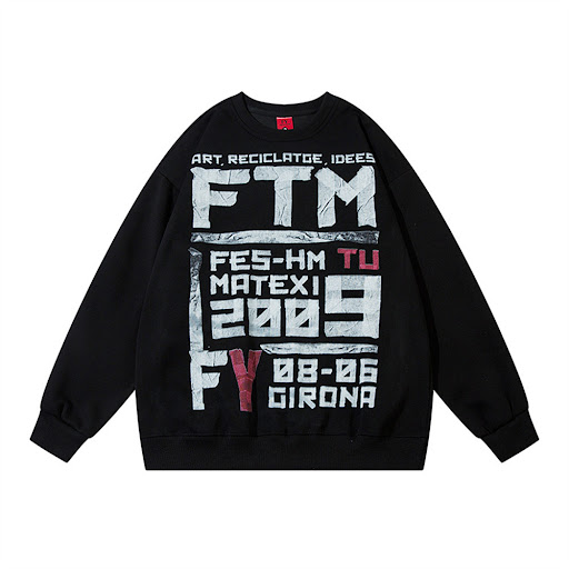 Title 3, Letter Printed Crew Neck Sweatshirt for everyda...