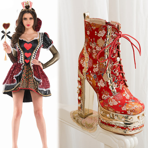 Title 5, Platform Super High Heel Lace Rivet Silk Martin...