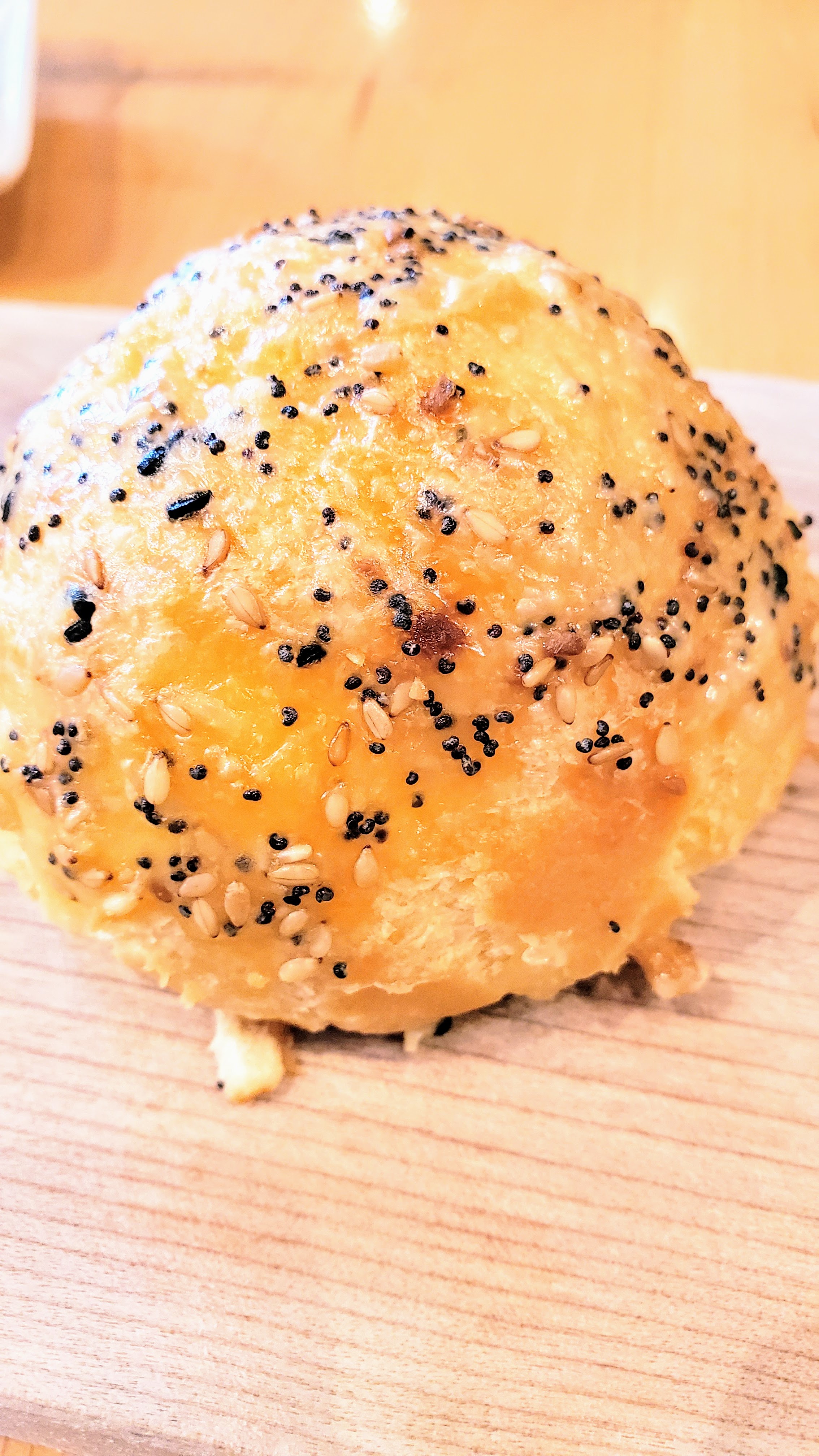 Recommendations at Bistro Agnes: coffee and these warm gougères with everything seasoning and gruyère at brunch