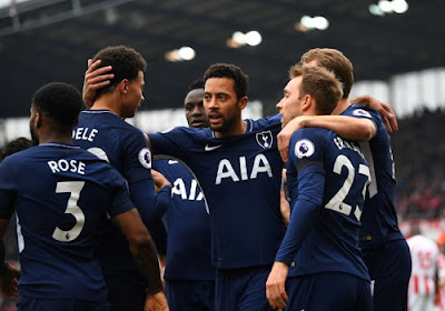 Tottenham stoomt ook tegen Stoke City door op geweldig elan en doet nog volop mee voor tweede plaats