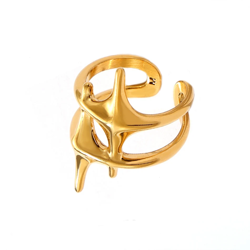 Bague en acier titane style froid avec croix et étoile à huit branches, pour homme. Un accessoire unique, durable et élégant pour un look affirmé.
