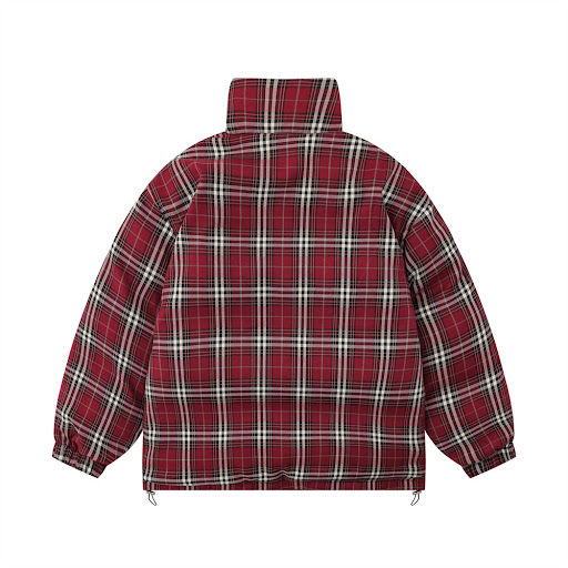 Title 6, Reversible Plaid Stand Collar Cotton-padded Coa...