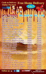 The Cake Man menu 1