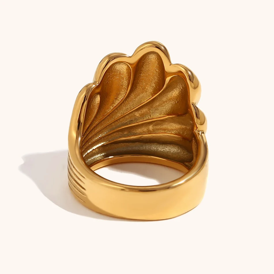 Eenvoudige en lichte luxe ring, 18K goud verguld roestvrij staal, stijlvol en duurzaam, ideaal voor dagelijks gebruik.