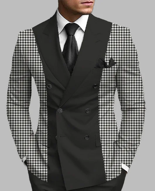 New Men's Printed Posterior Median Split Suit Jacket