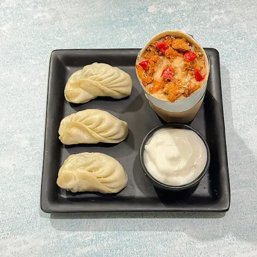 Tangy Chicken Salsa Shawarma + Steamed Chicken Momos [ 3 Pcs ]