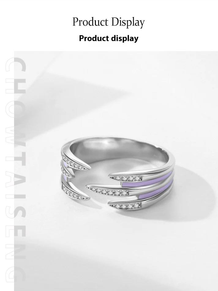 Anel aberto de prata S925 esmaltado premium, empilhável e personalizado. Estilo Ins para um visual moderno e único.