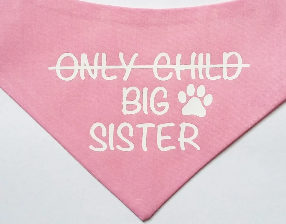 Only child big sister Dog Bandana Pregnancy Announcement Photos Shower Gift Gender Reveal Black White Scarf For Pet New 