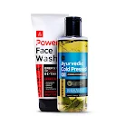 Ustraa Power Face Wash De-Tan - 200g & Ayurvedic Cold Pressed Oil - 200ml