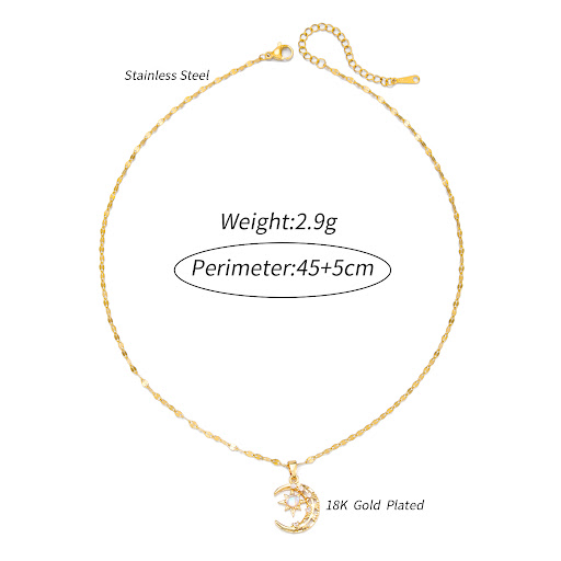 Title 1, Dream Falling Star Moon Necklace for Women, Ins...