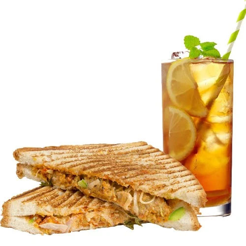 Chicken Cheese Grilled Sandwich + Ice Tea