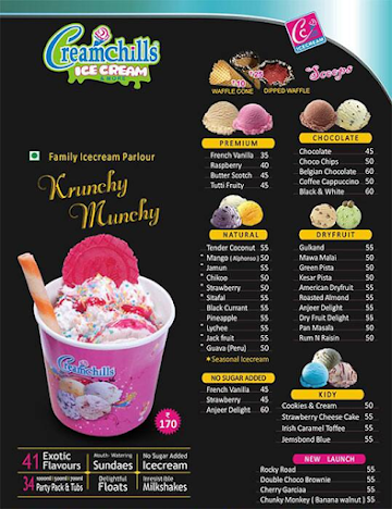 Cream Chills menu 