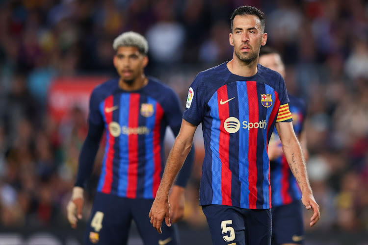 Sergio Busquets of FC Barcelona looks on during a La Liga match against Osasuna at Camp Nou in Barcelona, Spain, on May 2 2023.