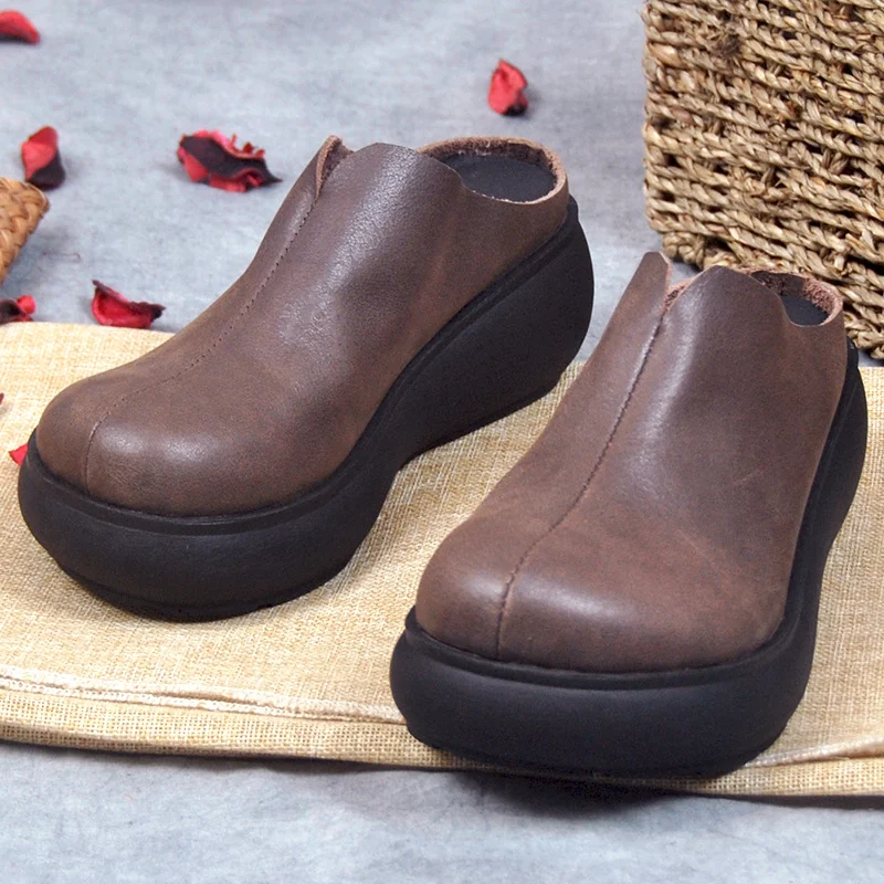 Title 2, Sandales à plateforme rétro pour femmes en cuir...