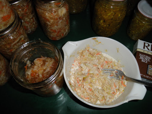 Cole slaw after being canned 5 days drained and mixed with mayo. Yummy and crunchy