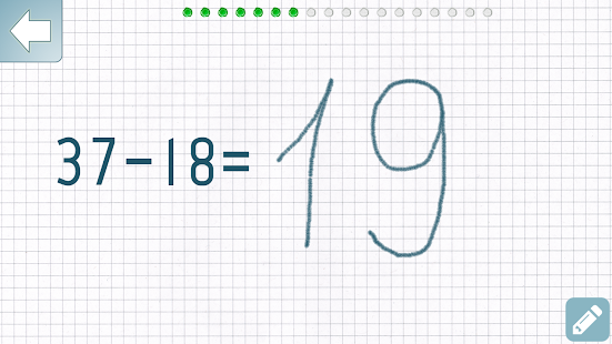 Capture d'écran de l'entraîneur de mathématiques de soustraction