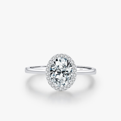 Title 5, S925 Sterling Silver Big Diamond Proposal Weddi...